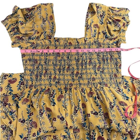 The Pyramid Collection Smocked Floral Midi Dress Large Cottage Whimsy Ethereal - Picture 6 of 9